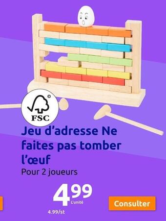 Action Jeu d’adresse ne faites pas tomber l’œuf offre