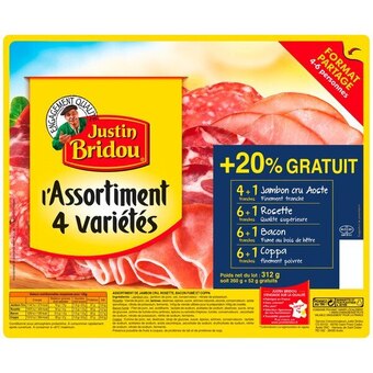 Carrefour Justin bridou l'assortiment 4 variétés format partage offre