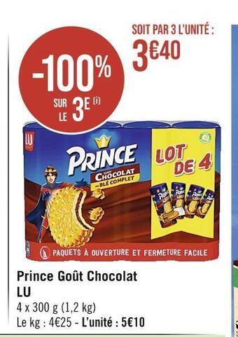 Casino Supermarchés Lu prince goût chocolat offre