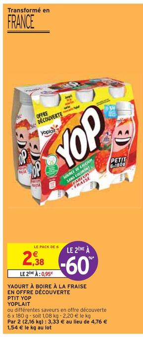 Intermarché Yoplait yaourt à boire à la fraise en offre découverte ptit yop offre