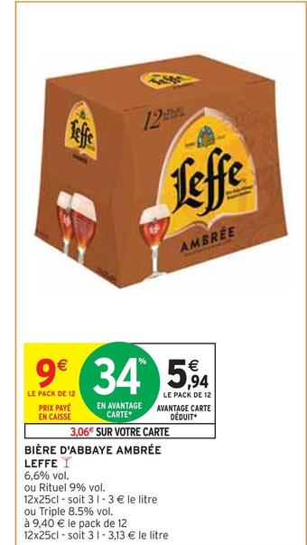 Intermarché Leffe bière d'abbaye ambrée offre