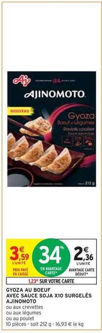 Intermarché Ajinomoto gyoza au boeuf avec sauce soja x10 surgelés offre