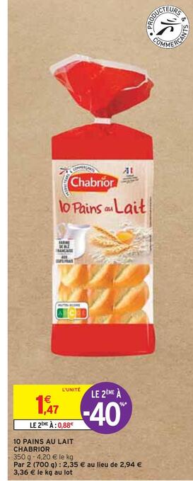 Intermarché Chabrior 10 pains au lait offre