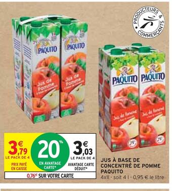 Intermarché Paquito jus à base de concentré de pomme offre