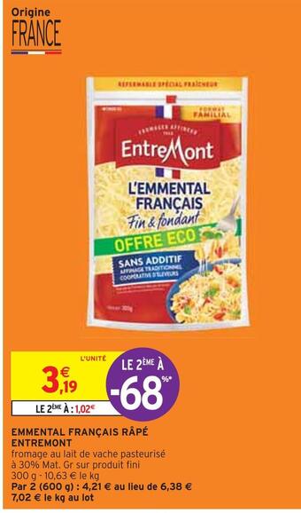 Intermarché Entremont emmental français râpé offre