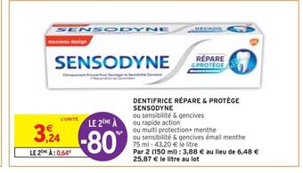 Intermarché Sensodyne dentifrice répare & protège offre