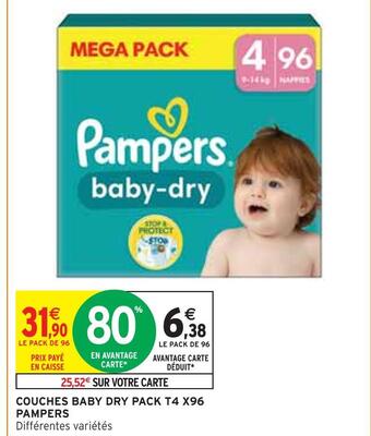 Intermarché Pampers couches baby dry pack t4 x96 offre