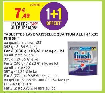Intermarché Finish tablettes lave-vaisselle quantum all in 1 x33(b) offre