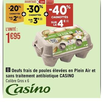 Casino oeufs frais de poules élevées en plein air et sans traitement antibiotique