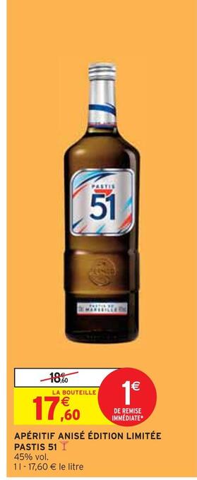 Intermarché Pastis 51 apéritif anisé édition limitée offre