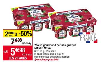 Cora x Carrefour Mamie nova yaourt gourmand cerises griottes offre