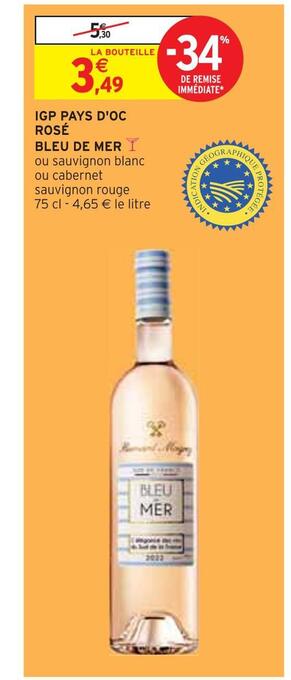 Intermarché Bleu de mer igp pays d'oc rosé offre