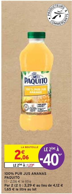 Intermarché Paquito 100% pur jus ananas offre
