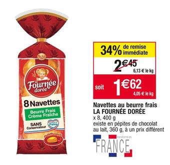 Cora x Carrefour La fournée dorée navettes au beurre frais offre