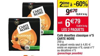 Cora x Carrefour Carte noire café dosettes classique n°5 offre