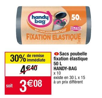 Cora x Carrefour Handy-bag sacs poubelle fixation élastique 50 l offre