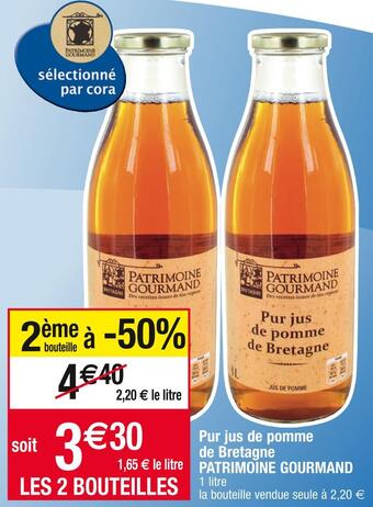 Cora x Carrefour Patrimoine gourmand pur jus de pomme de bretagne offre