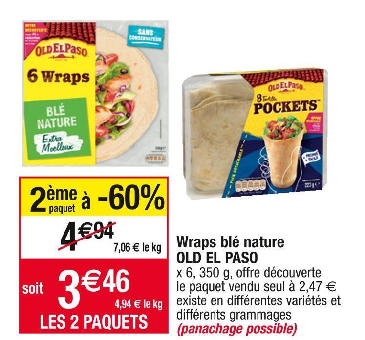 Promo Old el paso wraps blé nature chez Cora