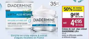 Crème de nuit algo retinol diadermine lift+