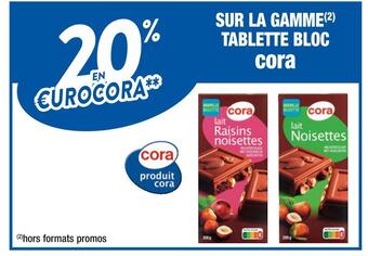 Cora x Carrefour Cora 20% en €urocora sur la gamme tablette bloc cora offre