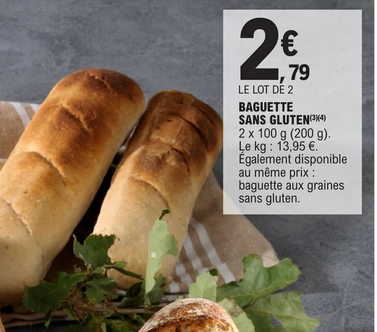 Promo BAGUETTE SANS GLUTEN(3)(4) chez E.Leclerc