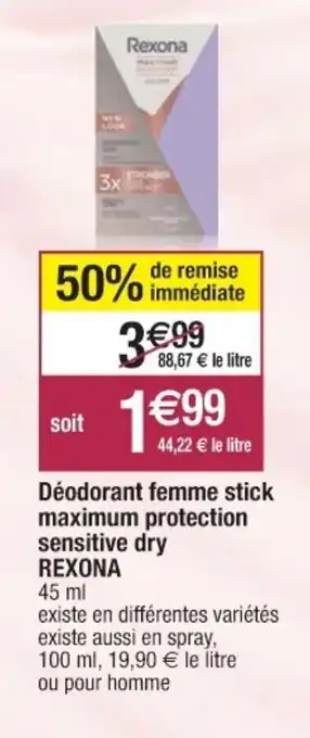 Cora x Carrefour Déodorant femme stick maximum protection sensitive sry offre