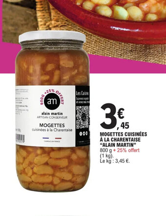 E.Leclerc MOGETTES CUISINÉES À LA CHARENTAISE "ALAIN MARTIN" offre