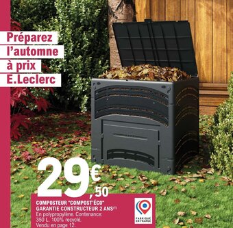 E.Leclerc COMPOSTEUR "COMPOST'ÉCO" GARANTIE CONSTRUCTEUR 2 ANS(¹) offre
