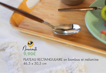E.Leclerc PLATEAU RECTANGULAIRE en bambou et mélamine 46,5 x 30,5 cm offre