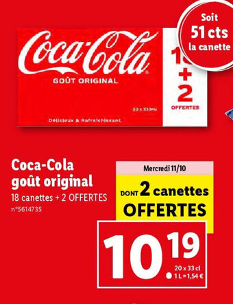 Lidl Coca-Cola goût original offre