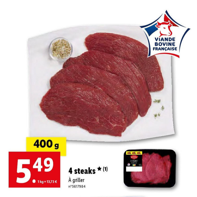 Promo 4 steaks (1) chez Lidl