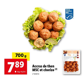 Lidl Accras de thon MSC et chorizo (2) offre