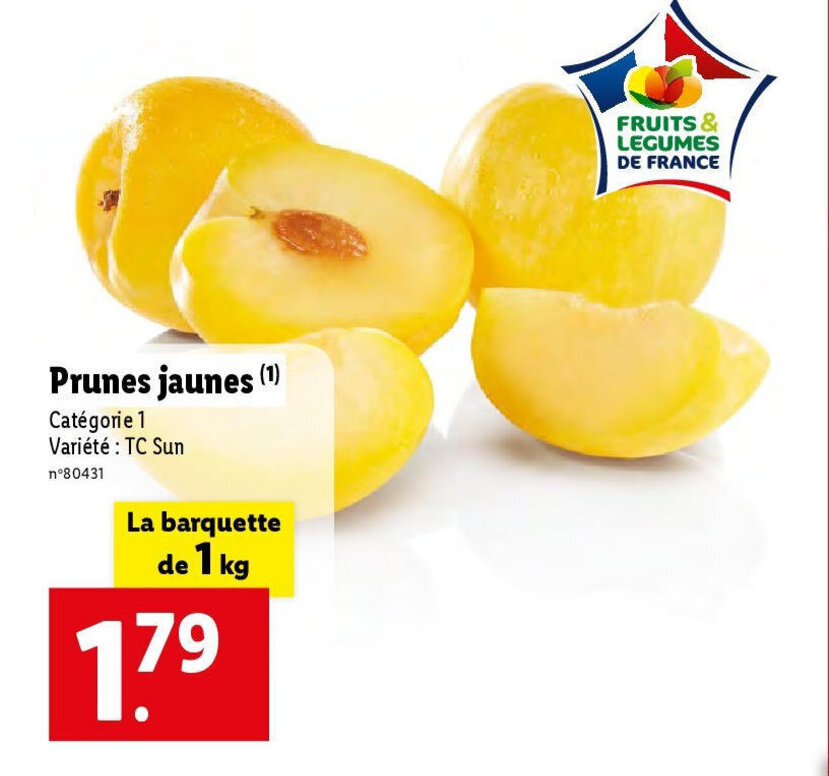 Promo Prunes jaunes (¹) chez Lidl