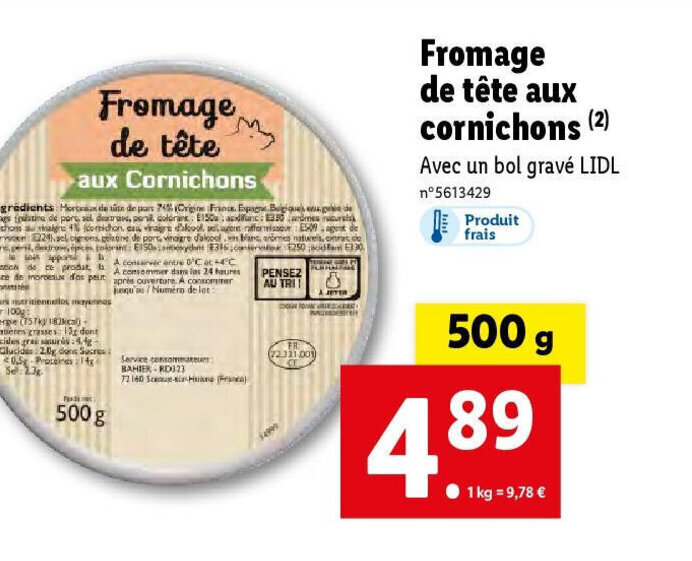 Promo Fromage de tête aux cornichons (2) chez Lidl