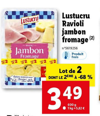 Lidl Lustucru Ravioli jambon fromage offre