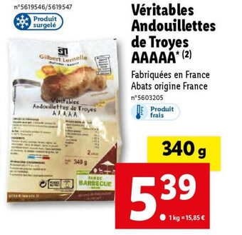 Lidl Ventables Andouillettes de Troyes AAAAA offre