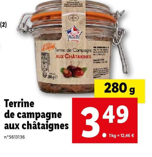 Promo Terrine de Campagne AUX CHÂTAIGNES chez Lidl