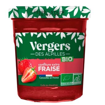 Auchan Confiture extra de fraise bio vergers des alpilles offre
