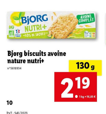 Lidl Bjorg biscuits avoine nature nutri+ offre