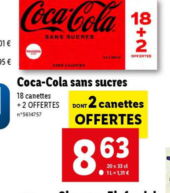Lidl Coca-Cola sans sucres offre