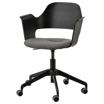 IKEA Fjällberget fauteuil conférence à roulettes, plaqué frêne teinté noir/gunnared gris foncé offre