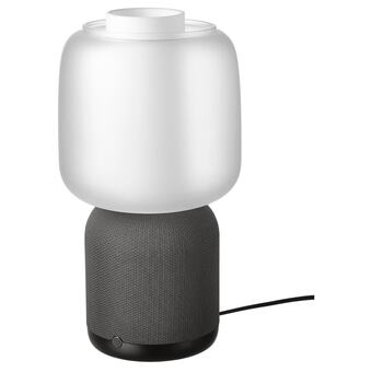 IKEA Symfonisk lampe enceinte wifi,abat-jour verre, noir/blanc offre