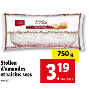 Lidl Stollen d'amandes et raisins secs offre