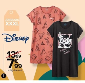 Carrefour Big tee nuit femme offre