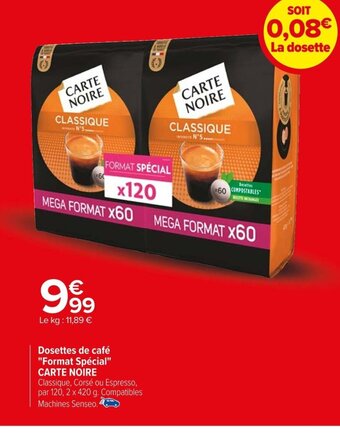 Carrefour Dosettes de café Format Spécial CARTE NOIRE offre