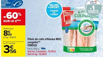 Carrefour Filets de colin d'Alaska MSC surgelés FINDUS offre