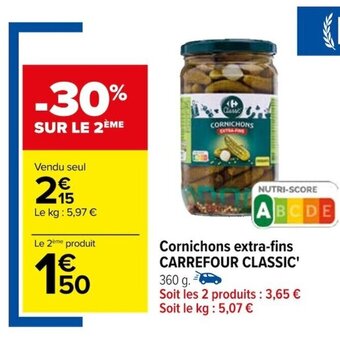 Carrefour Cornichons extra-fins CARREFOUR offre