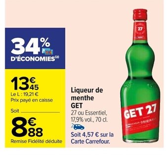 Carrefour Liqueur de menthe GET offre