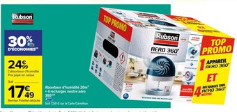 Carrefour Absorbeur d'humidité 20m+ 4 recharges neutre aéro 360 offre