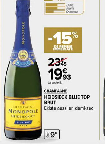 Carrefour Market CHAMPAGNE HEIDSIECK BLUE TOP BRUT offre